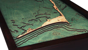 Outer Banks, North Carolina Wood Carved Topographic Depth Chart/Map