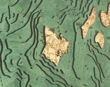 Hawaiian Islands Wood Carved Topographic Depth Chart/Map