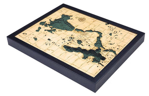 Lake Okoboji Wood Carved Topographic Depth Chart/Map