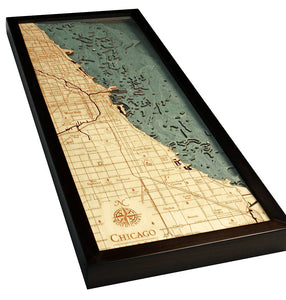 Chicago Wood Carved Topographic Depth Chart/Map