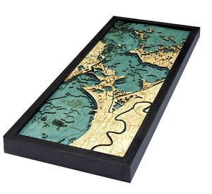 New Orleans Wood Carved Topographic Depth Chart/Map