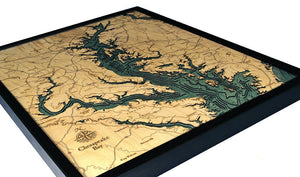 Chesapeake Bay Wood Carved Topographic Depth Chart/Map