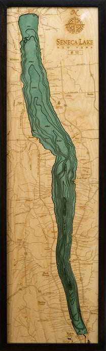 Seneca Lake Wood Carved Topographic Depth Chart/Map