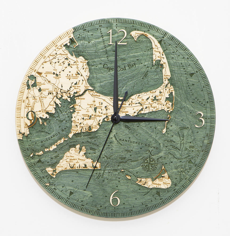 Cape Cod Wood Carved Clock