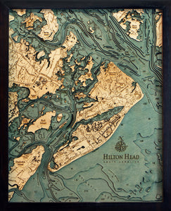 Hilton Head, SC Wood Carved Topographic Depth Chart/Map