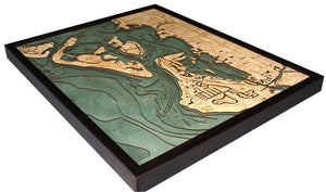 Siesta Key Wood Carved Topographic Depth Chart/Map