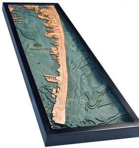 Ocean City Wood Carved Topographic Depth Chart/Map