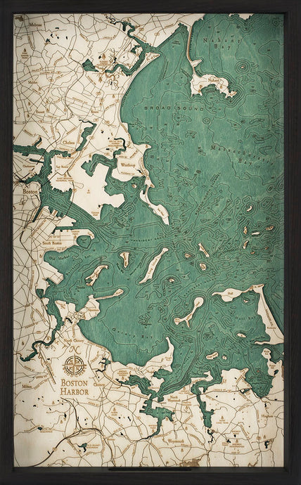 Boston Harbor Wooden Topographic Serving Tray