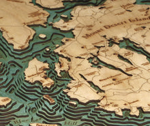 Mt. Desert/Bar Harbor Wood Carved Topographic Depth Chart/Map