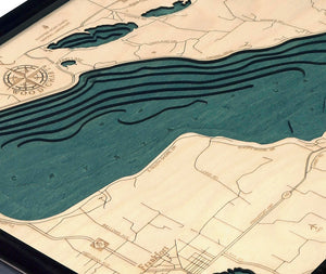 Crystal Lake Wood Carved Topographic Depth Chart/Map