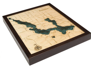 Walloon Lake, Michigan Wood Carved Topographic Depth Chart/Map