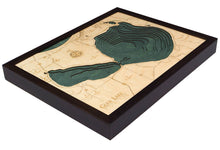 Glen Lake, Michigan Wood Carved Topographic Depth Chart/Map