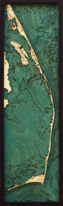 Outer Banks, North Carolina Wood Carved Topographic Depth Chart/Map