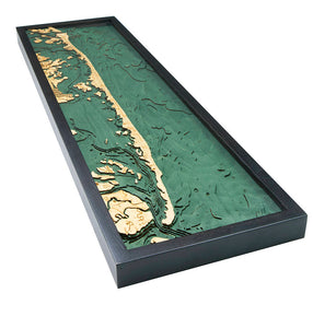 Long Beach Island, NJ Wood Carved Topographic Depth Chart/Map