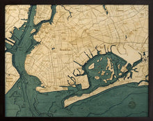 Brooklyn, NY Wood Carved Topographic Depth Chart/Map