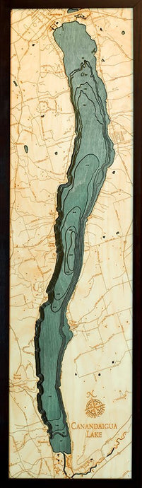 Canandaigua Lake, NY Wood Carved Topographic Depth Chart/Map