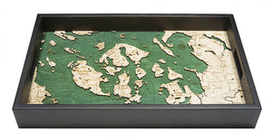 San Juan Islands, WA Wooden Topographical Serving Tray