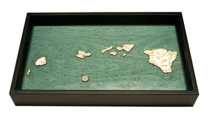 Hawaiian Islands Wooden Topographical Serving Tray