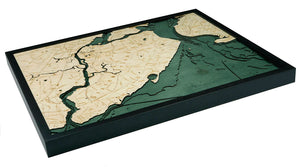Staten Island, NY Wood Carved Topographic Depth Chart/Map