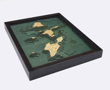 Bass Islands & Put-in-Bay Wood Carved Topographic Depth Chart/Map