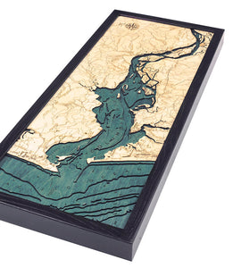 Columbia River Mouth, OR Wood Carved Topographic Depth Chart/Map