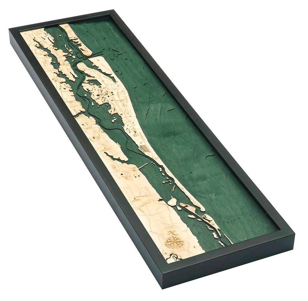 Saint Augustine Wood Carved Topographic Depth Map