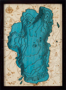 Lake Tahoe Wood Carved Topographical Depth Chart/Map