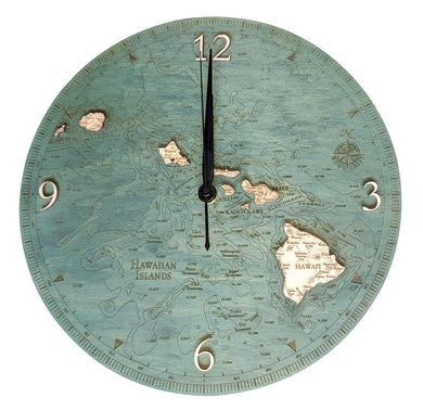 Hawaiian Islands Wood Carved Clock