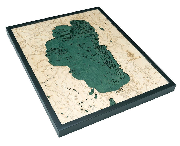 Lake Tahoe Wood Carved Topographical Depth Chart/Map