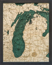 Lake Michigan Wood Carved Topographic Depth Chart/Map