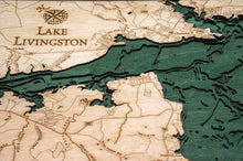 Lake Livingston Wood Carved Topographic Depth Chart/Map