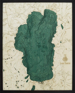 Lake Tahoe Wood Carved Topographical Depth Chart/Map