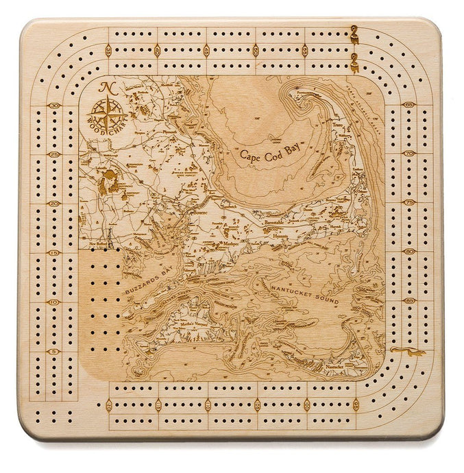 Cape Cod Topographic Cribbage Board