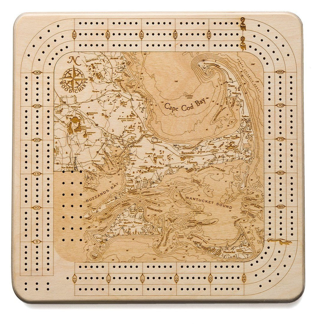 Cape Cod Topographic Cribbage Board