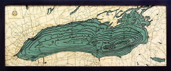 Lake Ontario Wood Carved Topographic Depth  Chart/Map