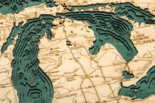 Great Lakes Wood Carved Topographical Depth Chart/Map