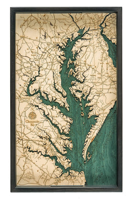 Chesapeake Bay Wooden Topographical Serving Tray