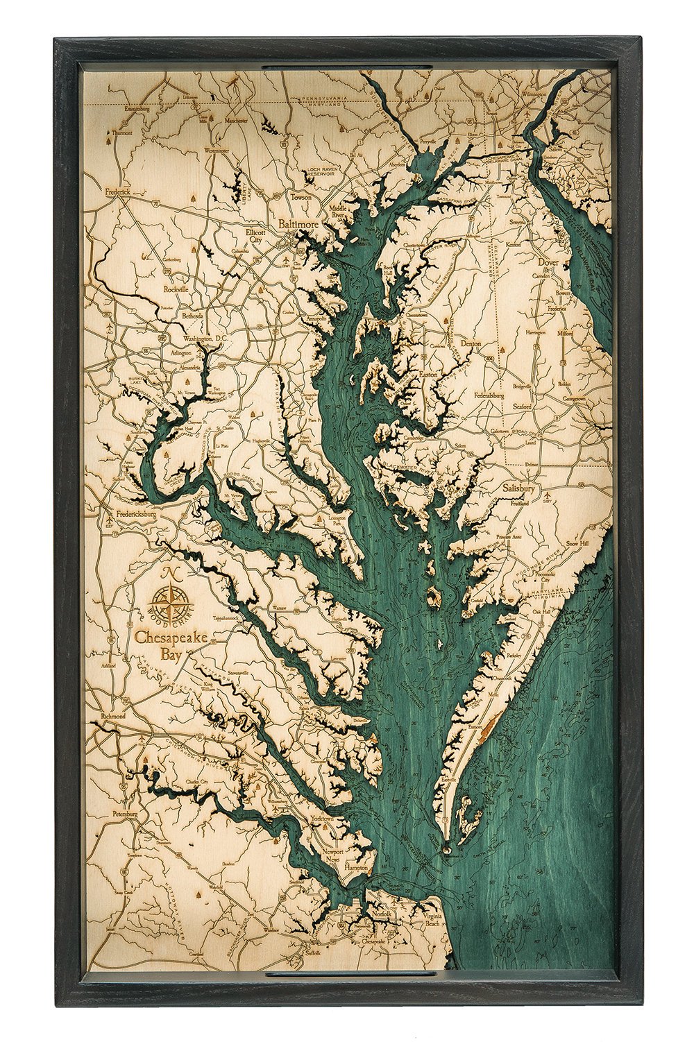 Chesapeake Bay Wooden Topographical Serving Tray