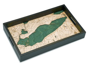 Lake Erie Wooden Topographical Serving Tray