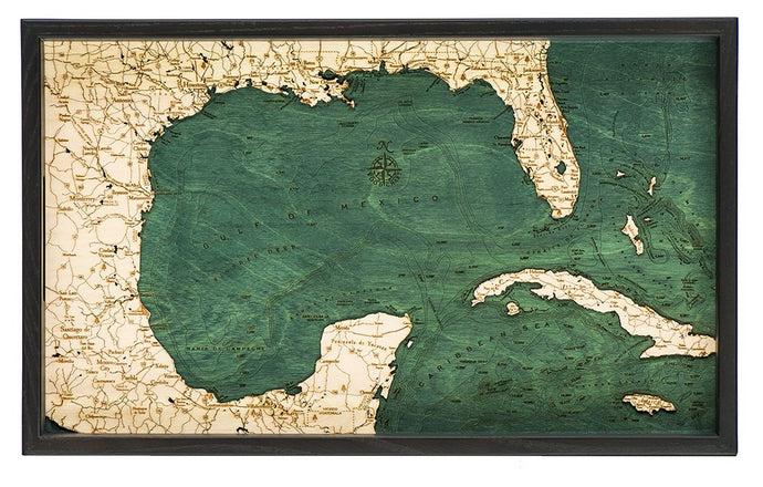 Gulf of Mexico Wooden Topographical Serving Tray