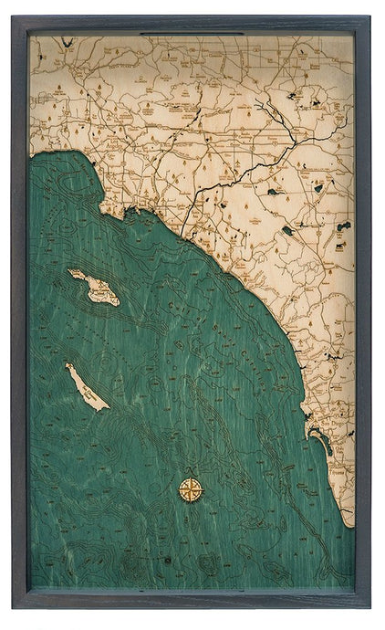 LA to San Diego Wood Carved Topographic Serving Tray