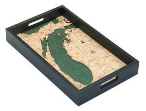 Lake Michigan Wooden Topographical Serving Tray