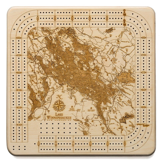 Lake Winnipesaukee Topographic Cribbage Board