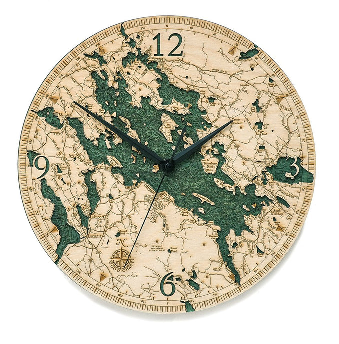 Lake Winnipesaukee Wood Carved Clock