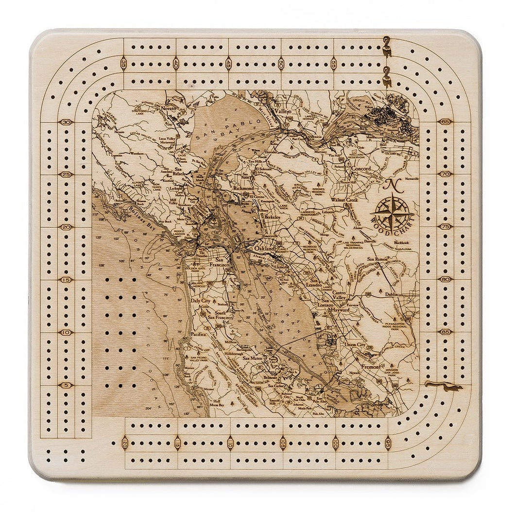 San Fransisco Topographic Cribbage Board