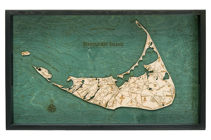 Nantucket Wooden Topographical Serving Tray