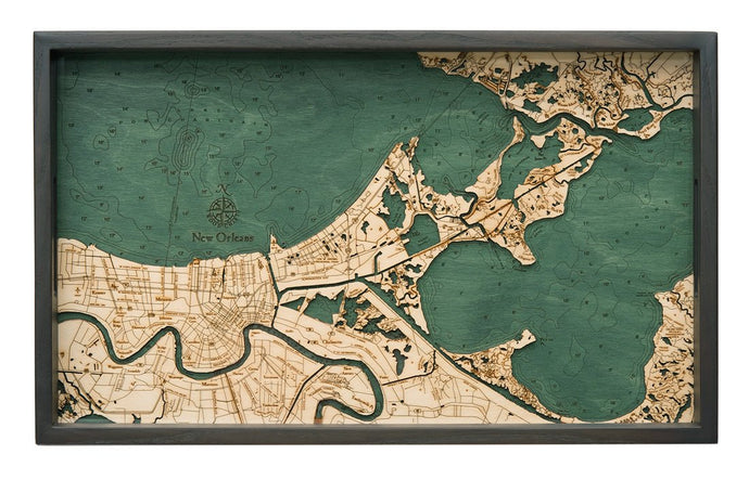 New Orleans Wooden Topographical Serving Tray