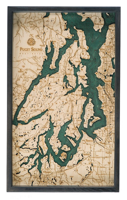 Puget Sound Wooden Topographical Serving Tray