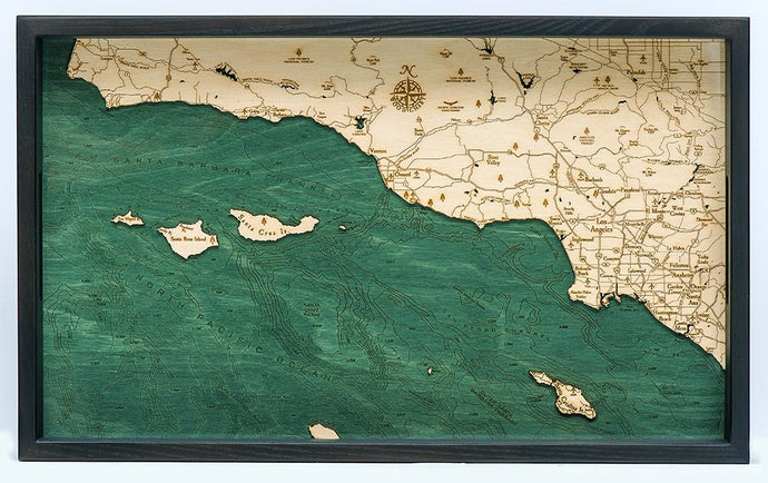 Santa Barbara/Channel Islands Wooden Topographical Serving Tray