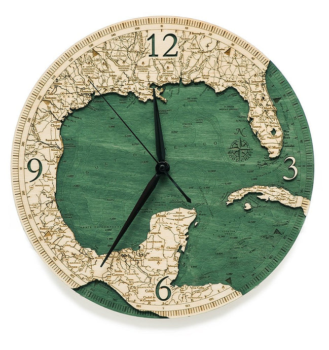 Gulf of Mexico Wood Carved Clock